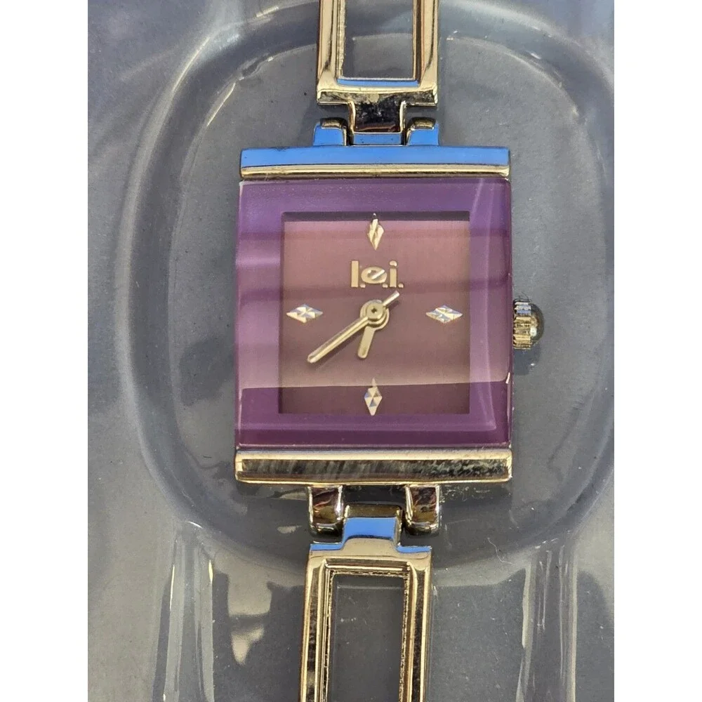 Lei Ladies Silver Toned Purple Dial Quartz Watch NIB Model 9285 002